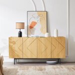 Buffet bas - gutent - 4 portes - bois naturel - mtal - style scandinave moderne