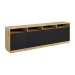 Buffet 4 portes petits - meubles - raven - 238 x 40 x 75cm - noir mat et bois