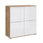 Buffet 4 portes petits - meubles - selma - 104 x 41 x 106cm - blanc et bois Buffet 4 portes petits - meubles - selma - 104 x 41 x 106cm - blanc et bois