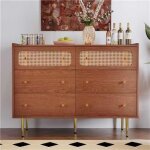Buffet - noyer - 6 tiroirs - style scandinave - dimensions 90x120x40 cm - montage facile Buffet - noyer - 6 tiroirs - style scandinave - dimensions 90x120x40 cm - montage facile