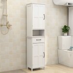 Buffet armoire colonne �troite 2 portes meuble de rangement salle de bain / entr�e mdf blanc laqu� uv ...