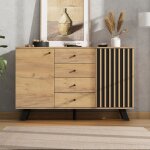 Buffet - armoire design creuse avec 4 tiroirs - table dappoint avec 2 armoires - commode de 120 cm de ...