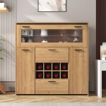 Buffet armoire � vin �l�gante avec double porte �tag�re en verre et support � vin - rangement parfait ...