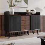 Buffet bahut 2 portes 3 tiroirs - 117. 5x40x80cm - meuble de rangement - buffet de salon - style moderne ... Buffet bahut 2 portes 3 tiroirs - 117. 5x40x80cm - meuble de rangement - buffet de salon - style moderne ...