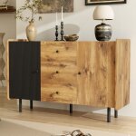 Buffet bahut avec 2 portes et 3 tiroirs pieds en mtal 120x40x75 cm style rtro meubles de salon bois ...