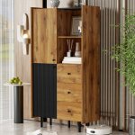 Buffet bahut avec 2 portes + 3 tiroirs style moderne 2 etagres de rangement buffet de salon pour cuisine ...