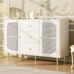 Buffet bahut 2 portes en rotin meuble bas de rangement avec 3 tiroirs buffet en bois pour salon blanc ... Buffet bahut 2 portes en rotin meuble bas de rangement avec 3 tiroirs buffet en bois pour salon blanc ...