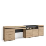 Buffet bahut 277x35x75 cm chambre  coucher pice chemine lectrique commode buffet coiffeuse chne ...