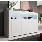 Buffet bahut 3 portes led 155 x 915 x 37cm couleur blanc finition mate rangement aker Buffet bahut 3 portes led 155 x 915 x 37cm couleur blanc finition mate rangement aker