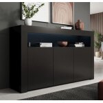 Buffet bahut 3 portes led 155 x 915 x 37cm couleur noir finition mate rangement aker Buffet bahut 3 portes led 155 x 915 x 37cm couleur noir finition mate rangement aker