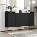 Buffet bahut avec 4 portes pieds avec cadre en mtal dor meuble de salle  manger 120 x 30 x 80 cm style ...