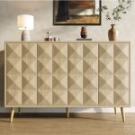 Buffet bahut 4 portes en relief pour salon / salle  manger meuble de rangement 1203578 cm etagres ...