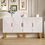 Buffet bahut 4 portes - style moderne - blanc - 150x40x82 cm - pieds en métal - buffet bas de rangement ... Buffet bahut 4 portes - style moderne - blanc - 150x40x82 cm - pieds en métal - buffet bas de rangement ...