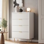 Buffet bahut 4 tiroirs blanc finition meuble de rangement style moderne armoire de cuisine buffet de ...