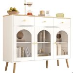 Buffet bahut bas 3 tiroirs et 3 portes lexlife - l 120 x p 34 x h 94�cm - pour salon ou salle � manger ...