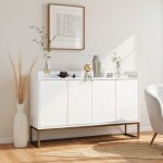 Buffet buffet bahut buffet bas salon avec 4 portes 120 x 30 x 80cm blanc