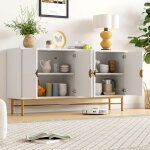 Buffet bahut - becag - buffet de salon moderne avec 4 portes - buffet bas avec texture en relief - 160x40x82cm ...