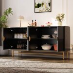 Buffet bahut - becag - buffet de salon moderne avec 4 portes - buffet bas avec texture en relief - 160x40x82cm ...
