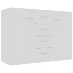 Buffet - ing�nier - commode moderne - 4 tiroirs - 2 portes - bois ding�nierie blanc