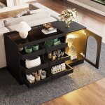 Buffet bahut cuisine led - commode avec portes darmoire creuse pour salon cuisine - armoire de rangement ...