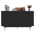Buffet bahut buffet design noir 140x385x825cm - meuble rangement salle � manger & salon - style minimaliste ...