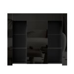 Buffet - bahut design noir laqu� avec portes et �tag�res en verre meuble de rangement pour salon 95 x ...