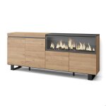 Buffet bahut enfilade 208x35x87 4 portes 1feu lectrique xxl couleur beige rf3230