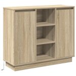 Promotion buffet bahut avec lumire led - armoire de rangement en chne sonoma 90x32x75 cm - bois dingnierie ...