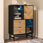Buffet buffet bahut moderne 1 portes 3 tiroirs 5 etagères de rangement vitrine avec led meuble de séjour ... Buffet buffet bahut moderne 1 portes 3 tiroirs 5 etagères de rangement vitrine avec led meuble de séjour ...