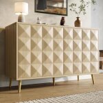 Buffet bahut moderne 1203578cm - okwish - 4 portes gaufres et tagre rglable - couleur bois - contemporai ...