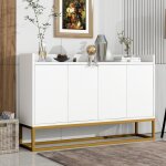 Buffet bahut buffet moderne minimaliste 4 portes sans poign�es blanc - salon cuisine salle � manger - ...