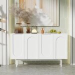 Buffet bahut moderne minimaliste blanc pur avec 4 portes - meubles de salle � manger salon cuisine blanc ...