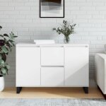 Buffet bahut de salonarmoire de cuisine blanc 104x35x70 cm bois dingnierie bonnie b32081799