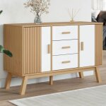Buffet bahut de salonarmoire de cuisine olden blanc et marron 114x43x735 cm bois massif de pin bonnie ...