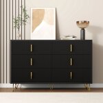 Buffet bahut de salon buffet noir avec 6 tiroirs buffet bas elgant style moderne commode armoire de ...