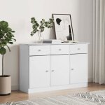 Buffet bahut de salonarmoire de cuisine alta blanc 112x35x73 cm bois massif de pin bonnie b47030035