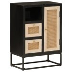 Buffet bahut de salonarmoire de cuisine noir 55x30x76 cm bois massif de manguier et fer bonnie b80750321 ...