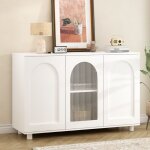 Buffet bahut en u blanc pur lgant et concis avec porte en verre moderne meuble de rangement pour cuisine ...