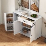 Buffet bas 107 x 40 x 83. 4 cm3 portes 1 tiroir pour entr�e salon et salle � manger mdf blanc poign�es ...