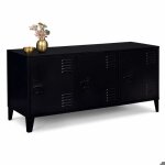 Buffet bas 113 cm 3 portes métal noir design industriel Buffet bas 113 cm 3 portes métal noir design industriel
