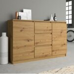 Buffet bas 120 cm - 3 tiroirs et 2 portes - meuble de rangement buffet salon salle  manger - dimensions ...