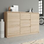 Buffet bas 120 cm - 3 tiroirs et 2 portes - meuble de rangement buffet salon salle  manger - dimensions ...