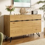 Buffet bas 140�40�75. 5 cm avec 3 portes buffet de cuisine avec pieds m�talliques buffet salon en aspect ...