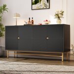 Buffet bas 160cm avec portes 3d textur�es enfilade design pour salon et salle � manger meuble de rangement ...