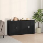 Buffet bas - 2 pcs - noir - ch�ne massif - 4 portes - 80 cm