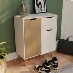 Buffet bas 2 portes 1 tiroir blanc et chne ? table armoire meuble de rangement