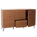 Buffet bas - marque - 2 portes - 4 compartiments - 3 tiroirs - bois de manguier