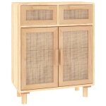 Buffet basarmoire commode buffet marron 60x30x75cm bois de pin massif et rotin naturel 9097789 frenchdays ...