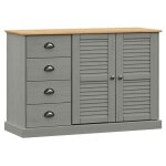 Buffet basarmoire commode buffet avec tiroirsmeuble de rangement vigo 113x40x75cm gris bois massif de ...