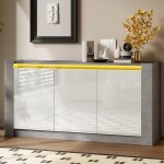 Buffet bas blanc brillant - buffet bahut moderne avec 3 portes - buffet de salle à manger meuble couloir ... Buffet bas blanc brillant - buffet bahut moderne avec 3 portes - buffet de salle à manger meuble couloir ...